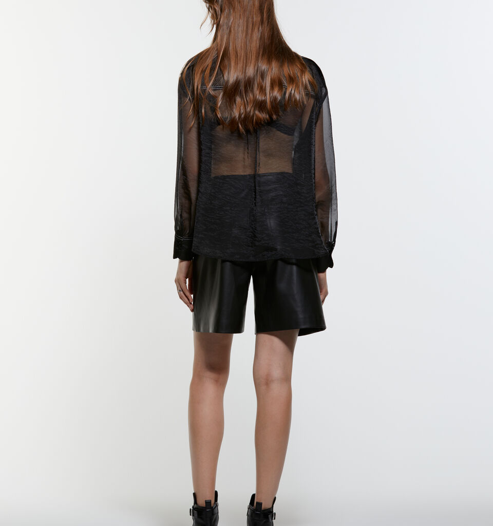 Black see-through shirt with pockets - women's shirts - Black | Sisley image number 2